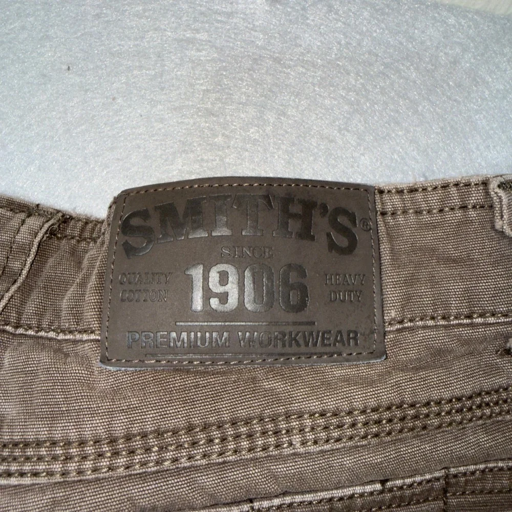 Smith's Workwear Cargo Pants Mens 34x30 Brown Good Fleece Lined Stretch Utility